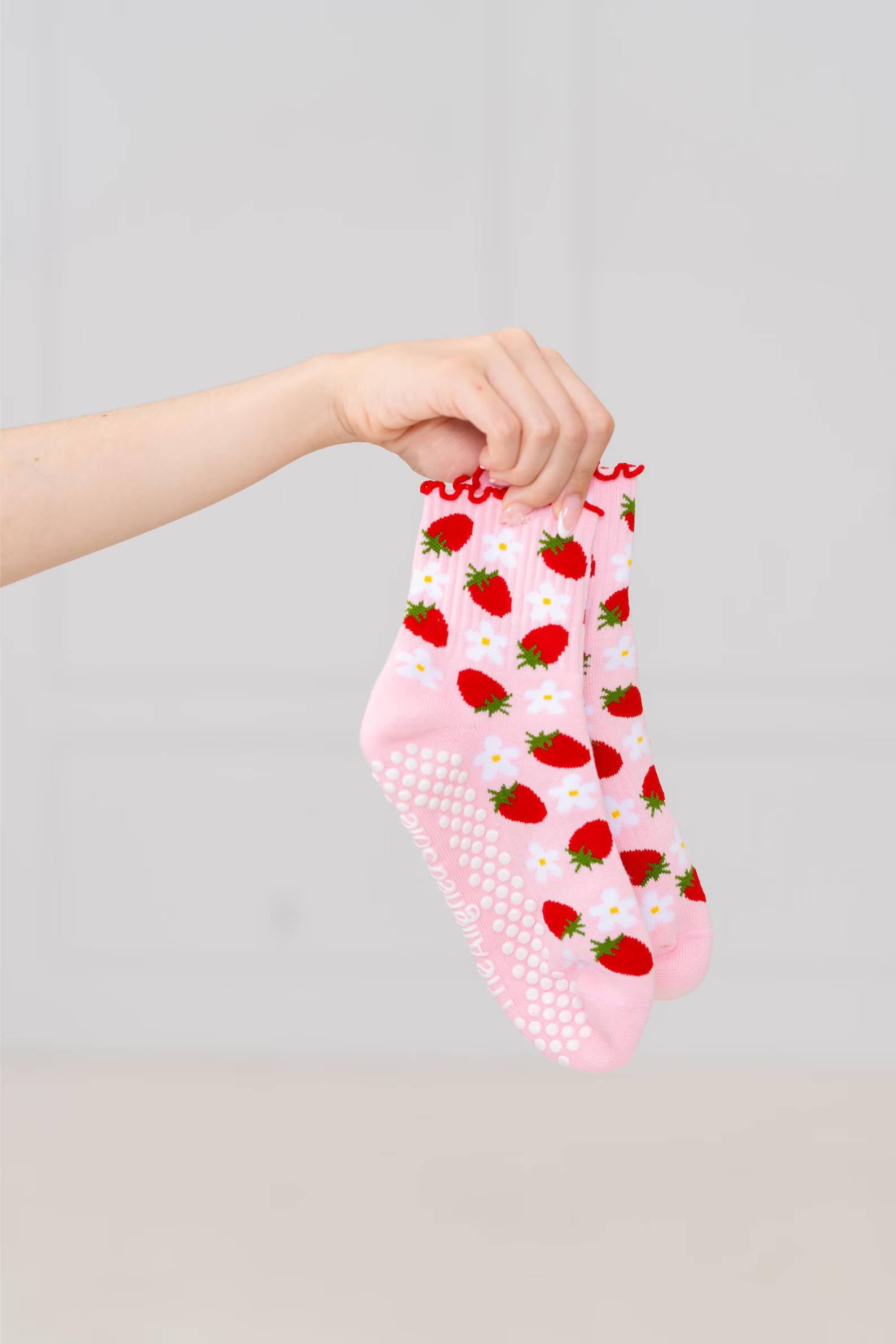 Strawberry Blossom Pilates Grip Socks