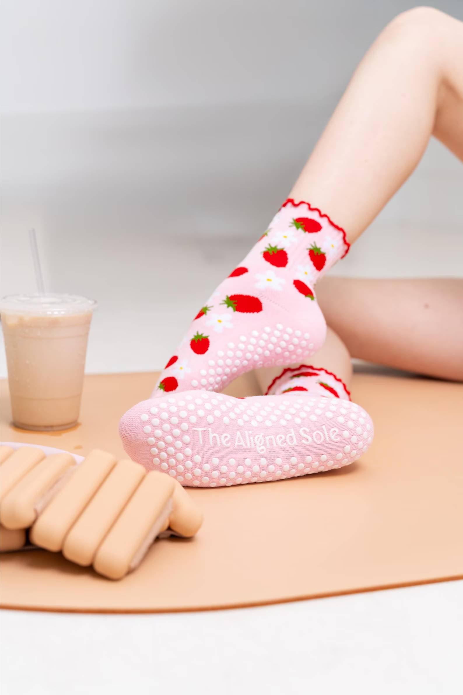 Strawberry Blossom Pilates Grip Socks