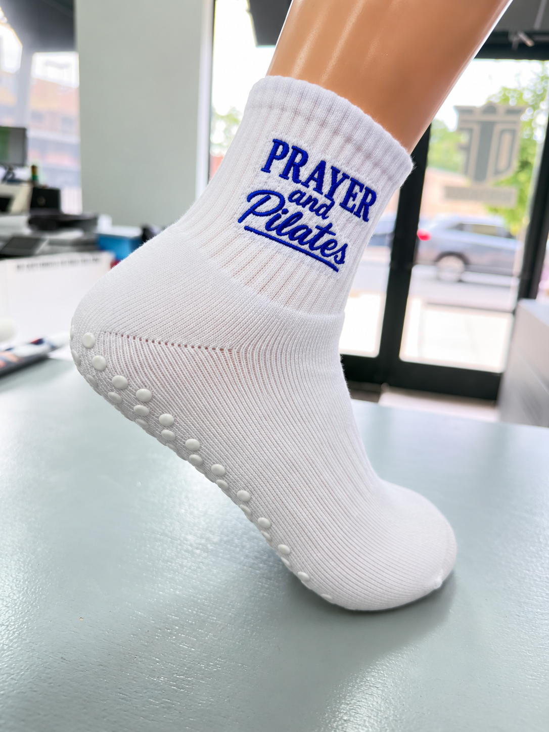 Prayer and Pilates Grip Socks