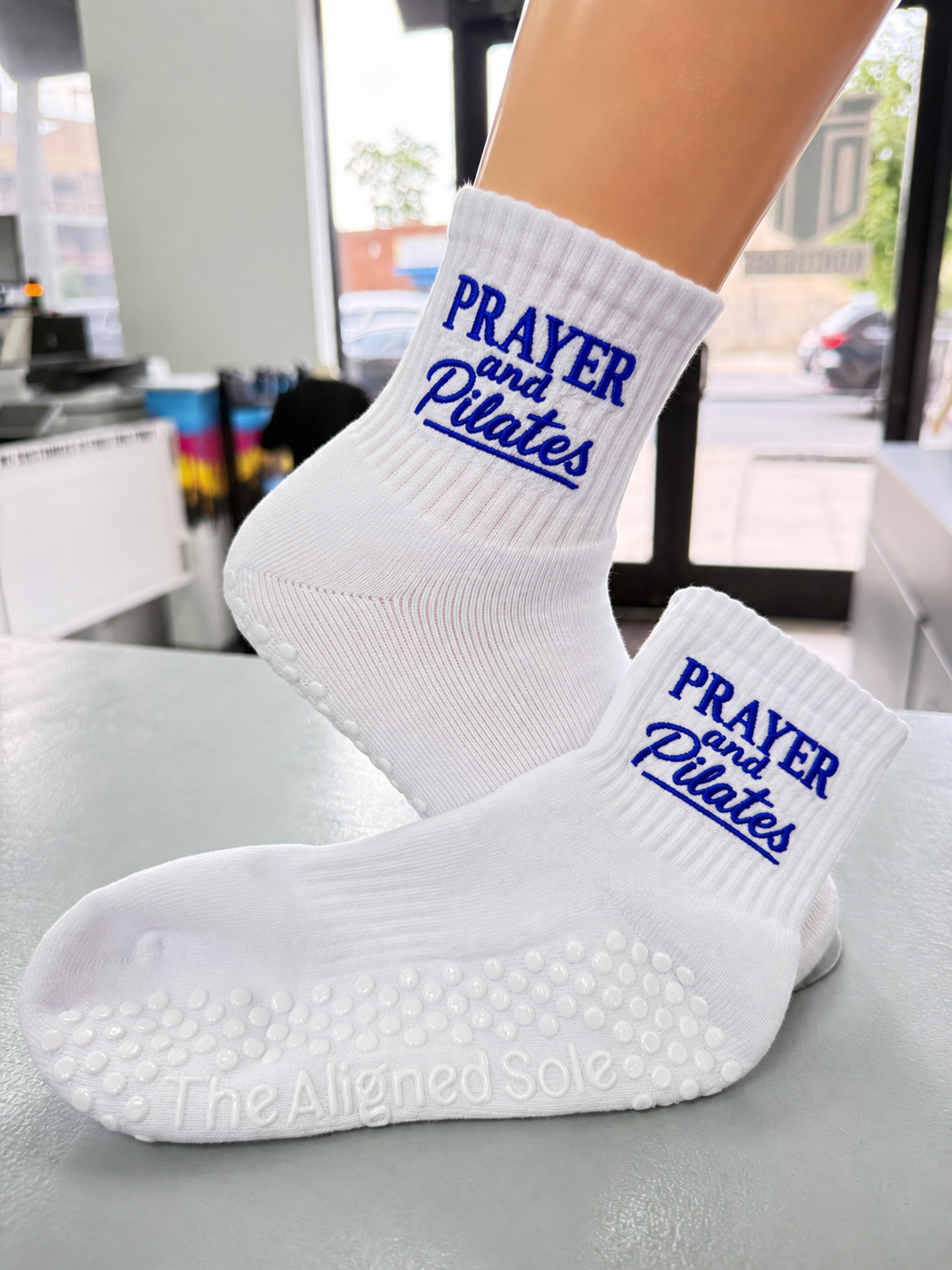 Prayer and Pilates Grip Socks