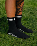 Stripped Black Pilates Grip Socks
