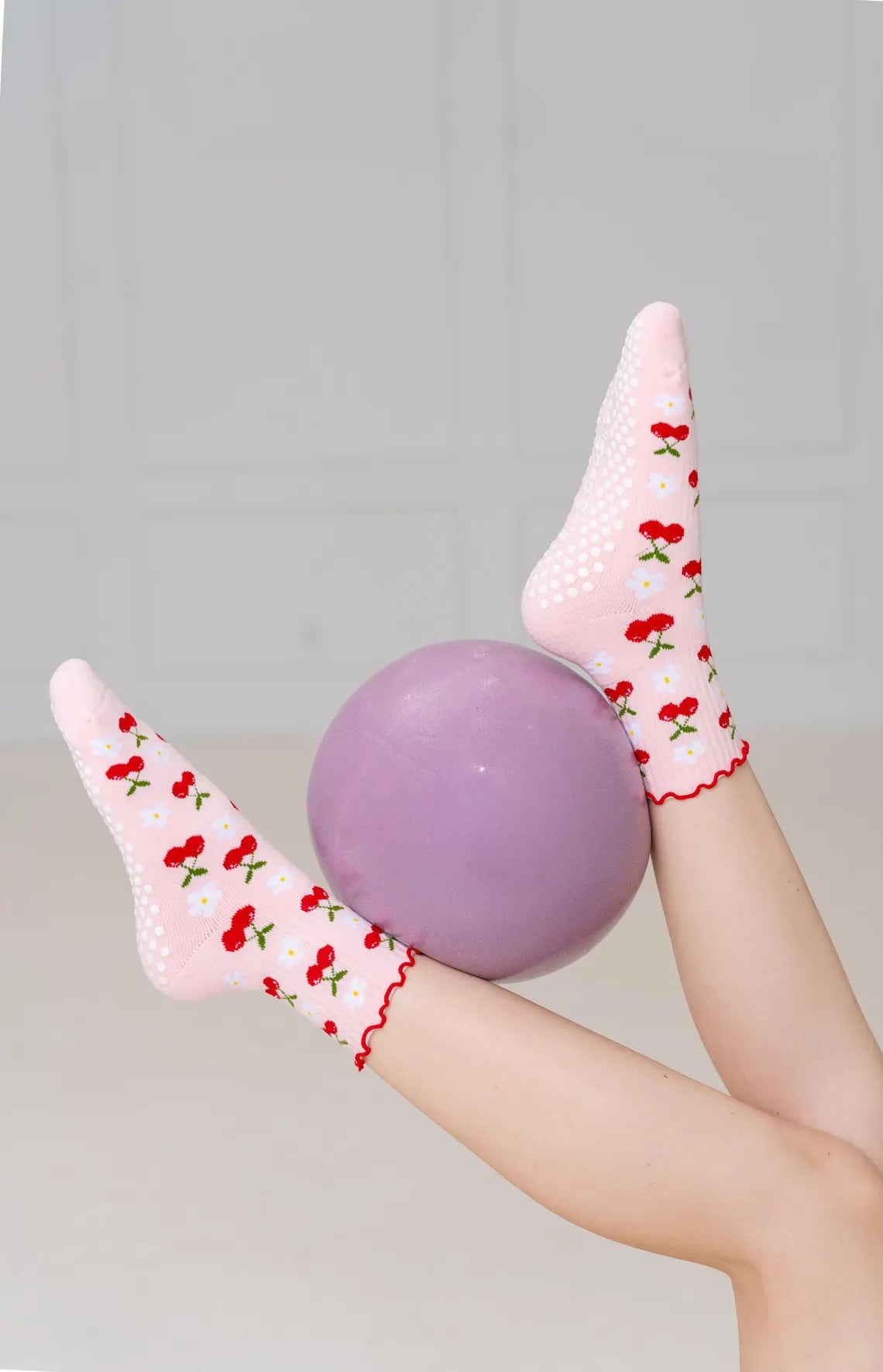 Cherry Pilates Grip Socks