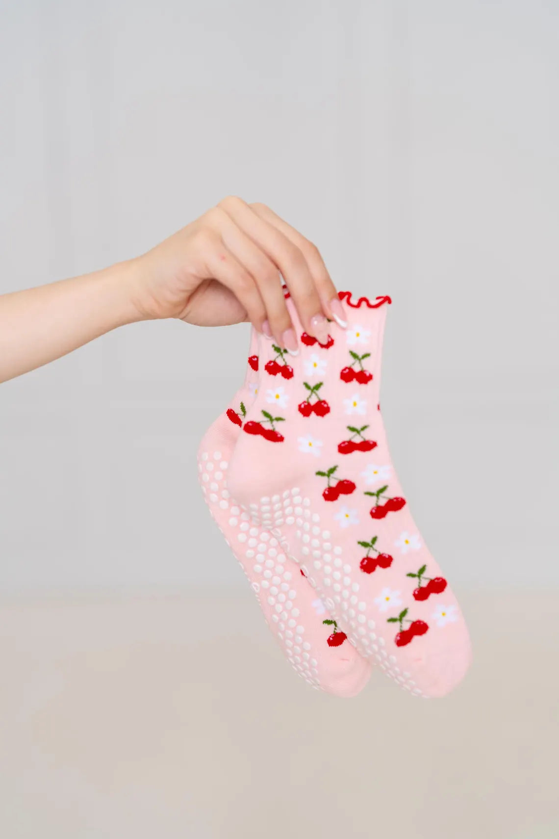Cherry Pilates Grip Socks
