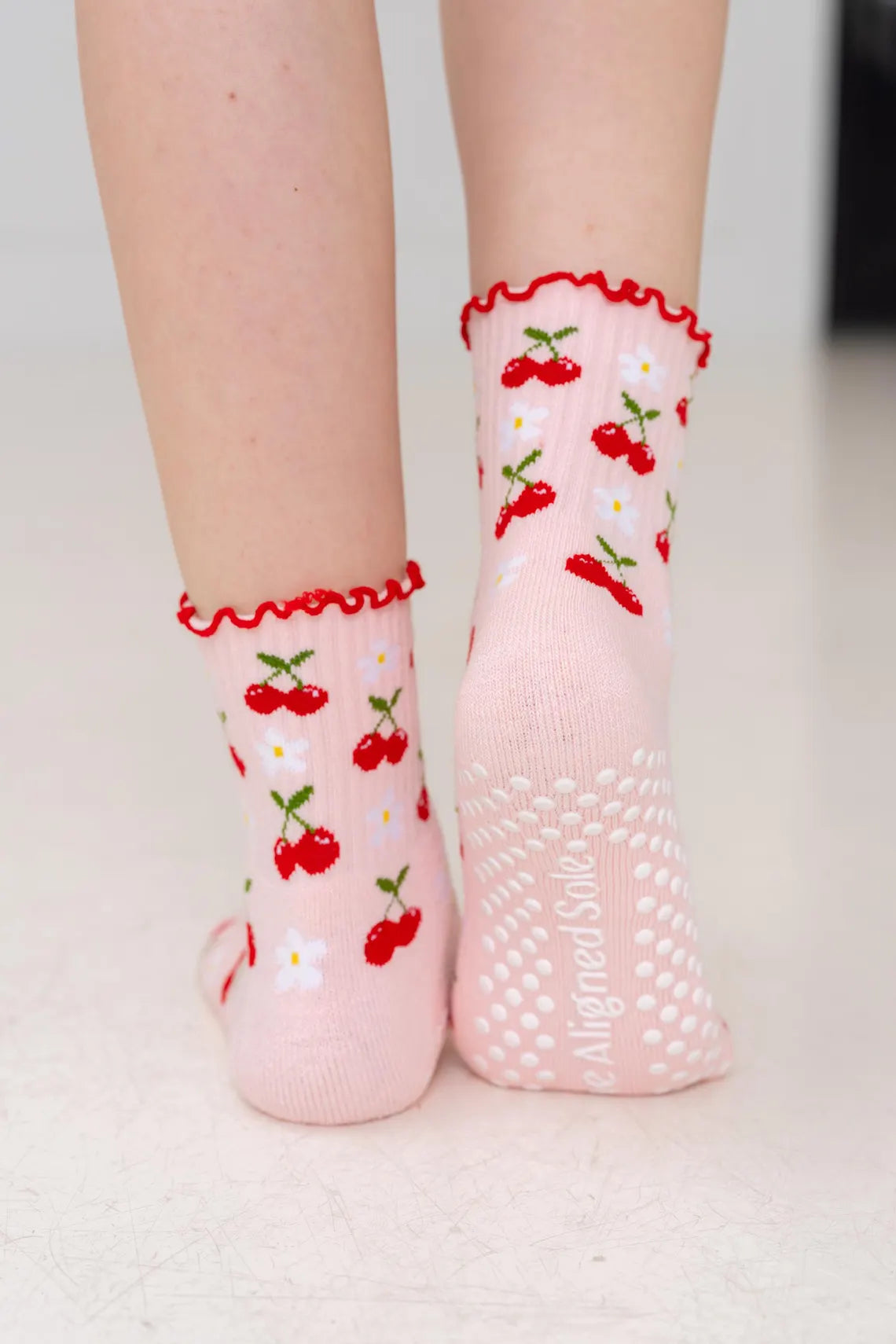 Cherry Pilates Grip Socks