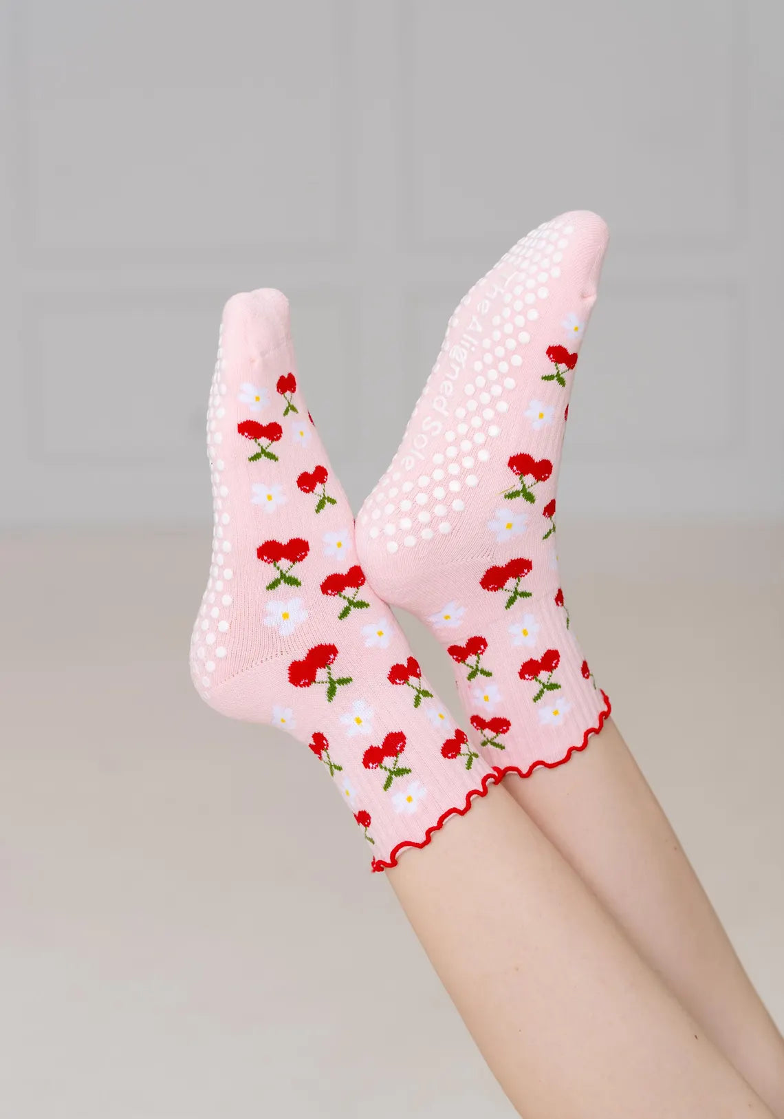 Cherry Pilates Grip Socks