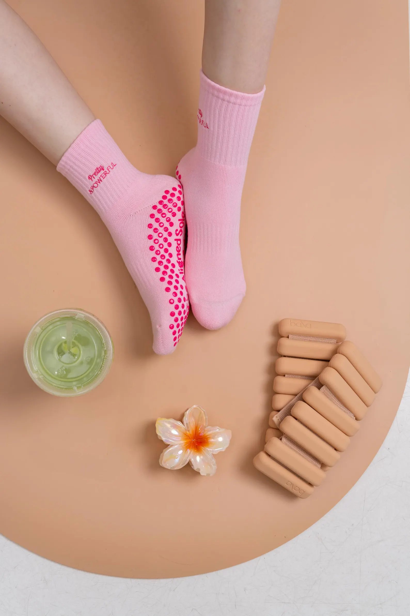 Pink Pilates Grip Socks