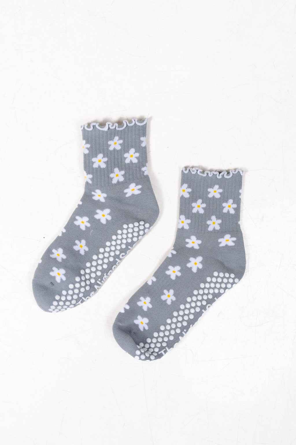 Grey Daisy Pilates Grip Socks